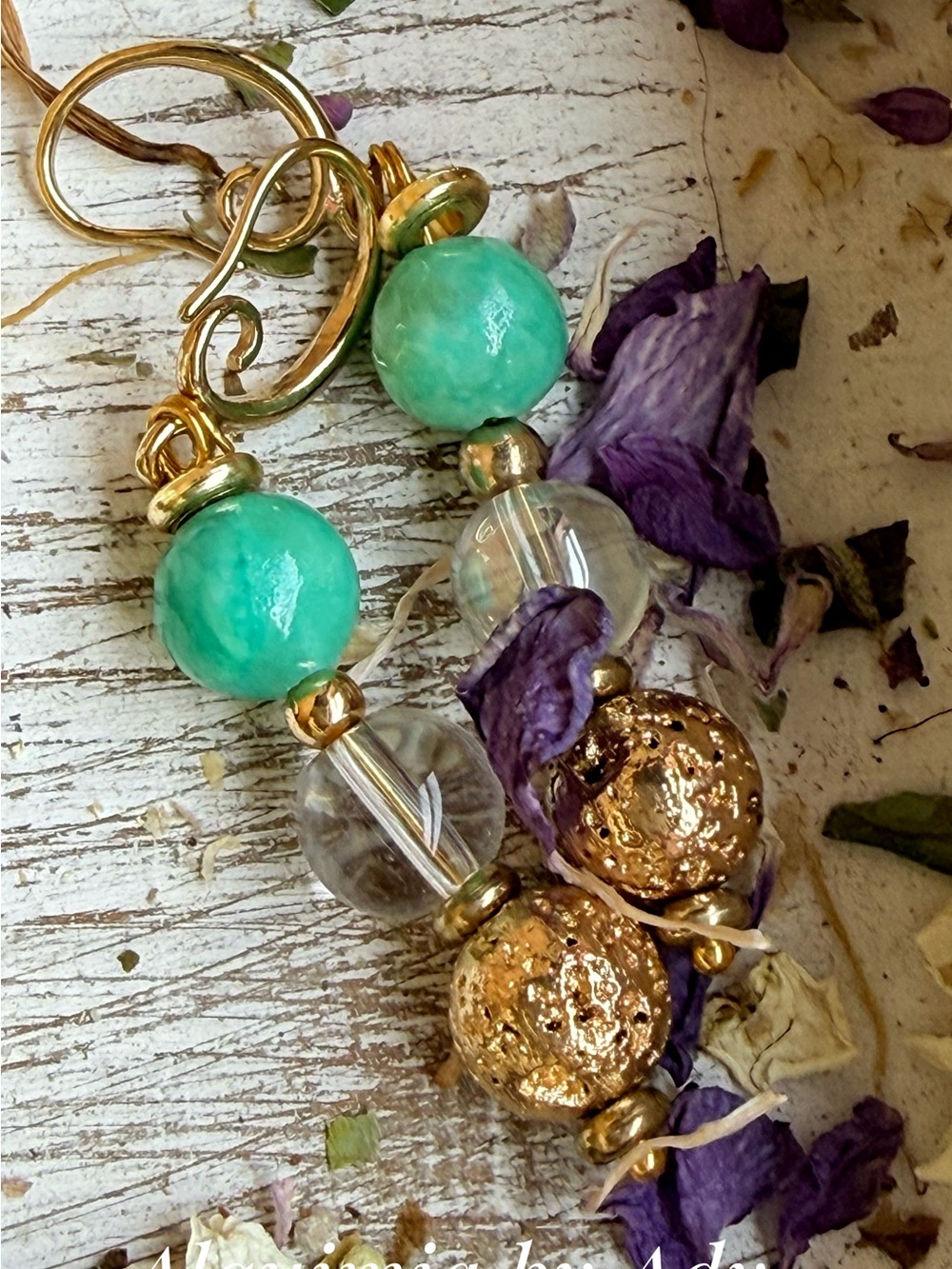 Amazonite vintage style earrings